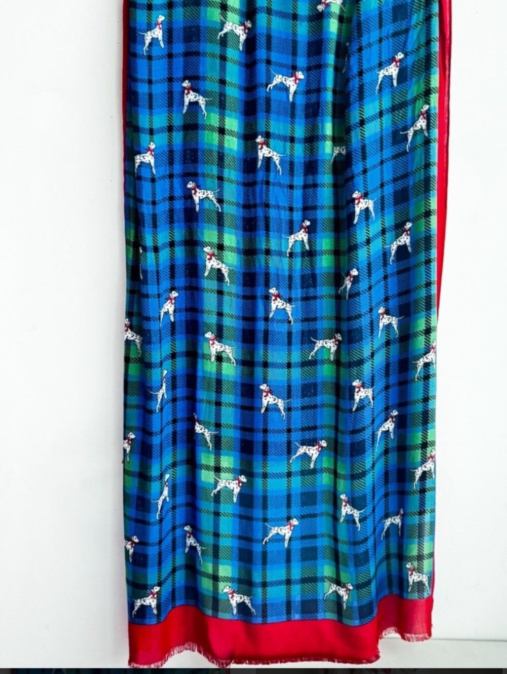Talbots Blue and Green Plaid with Dalmatian Scarf
